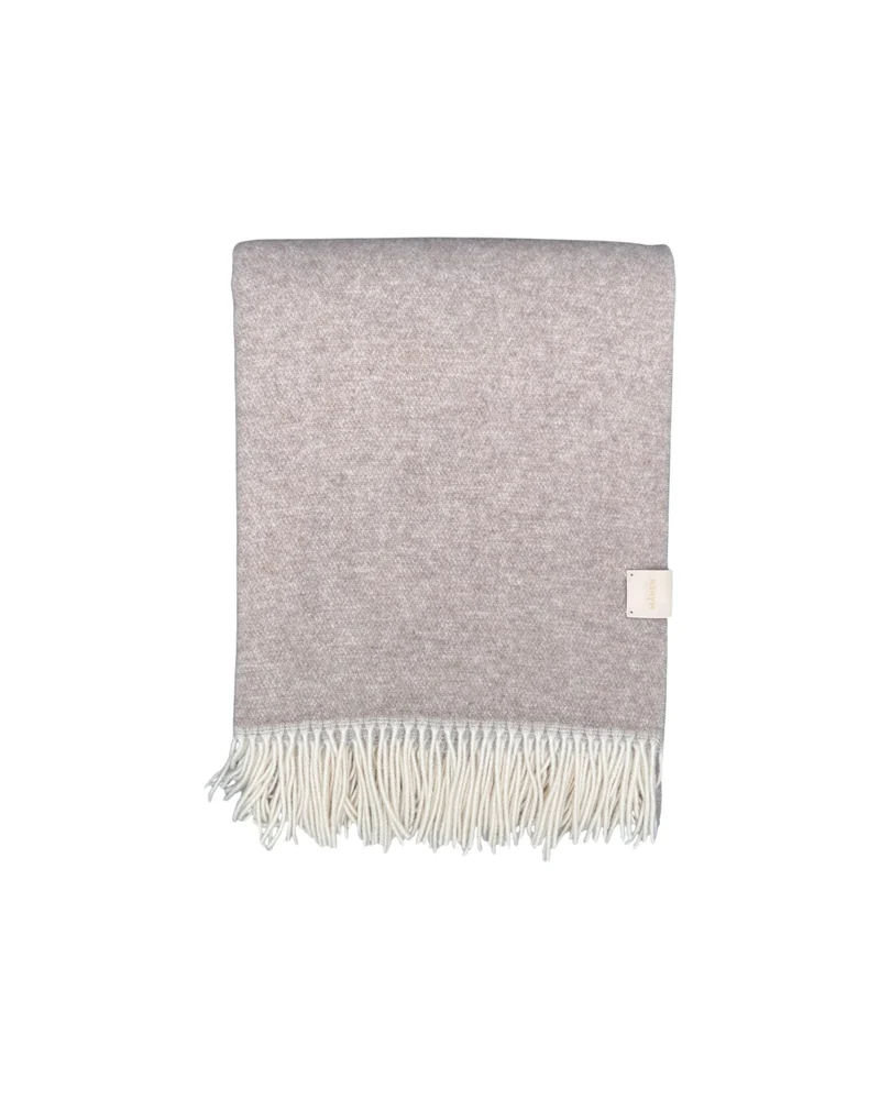 Wolldecke mit Fransen Beige