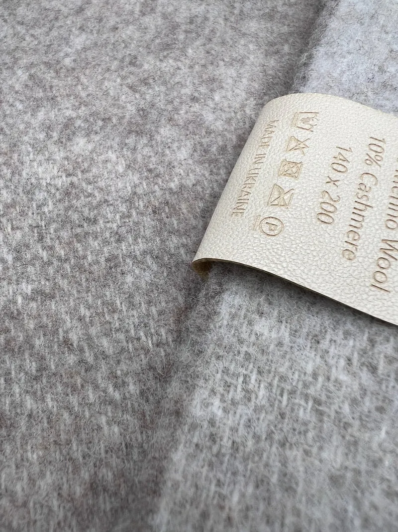 Wolldecke mit Fransen Beige