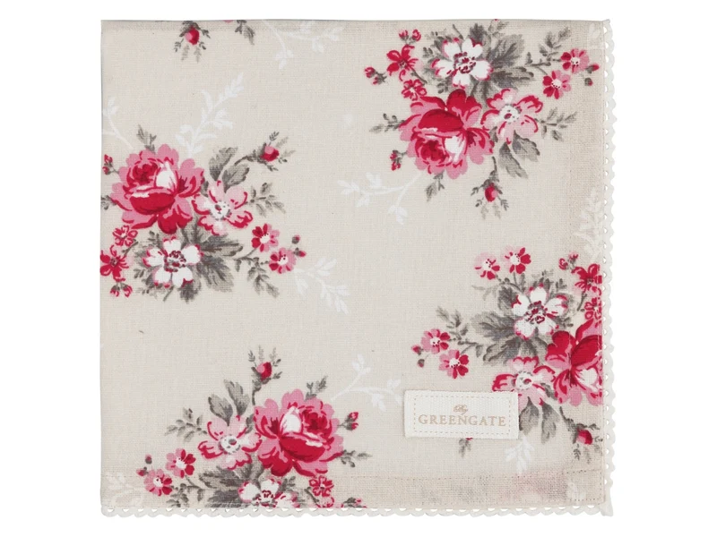 Greengate Marie Stoffserviette mit Spitze beige 40x40cm