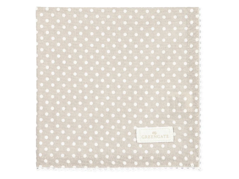 Greengate Dotty Stoffserviette mit Spitze beige 40x40cm