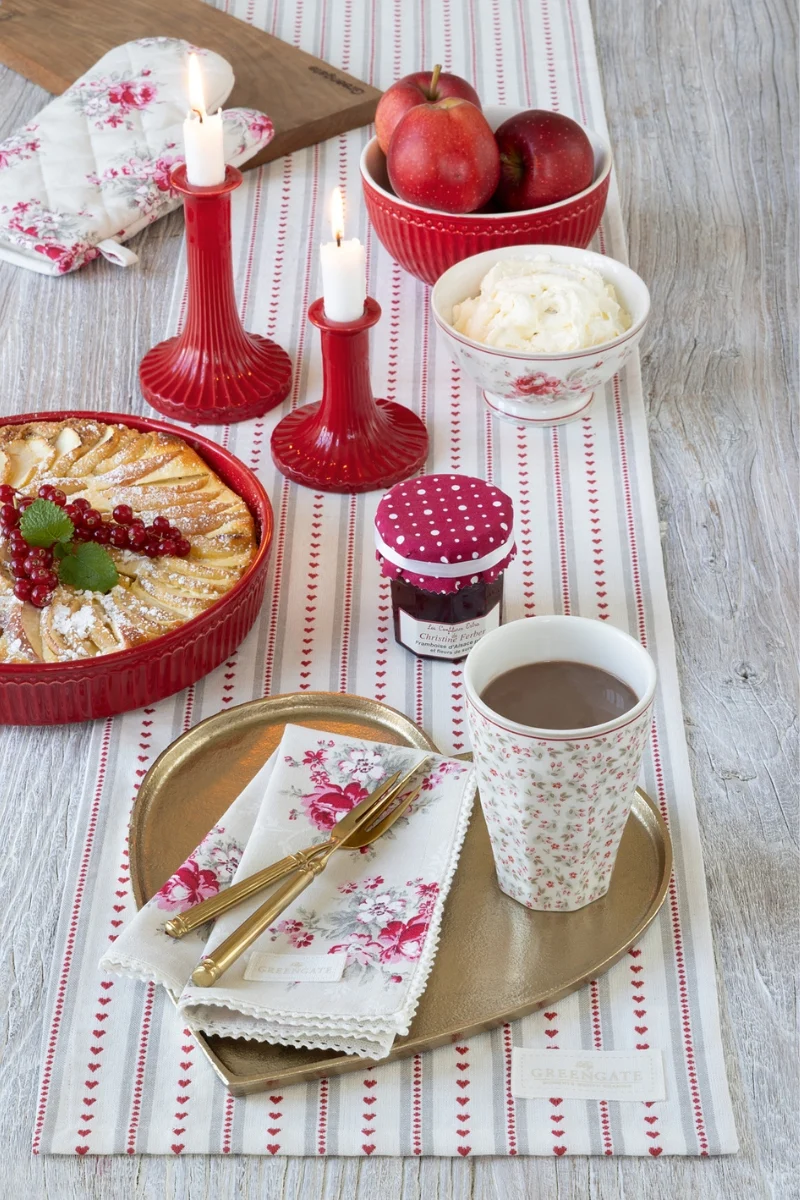 Greengate Dotty Stoffserviette mit Spitze beige 40x40cm