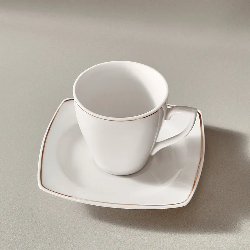 Karaca Jamie Porzellan-Espresso- und Türkische Kaffeetassen-Set, 12-teilig, für 6 Personen, 90 ml, Weiß