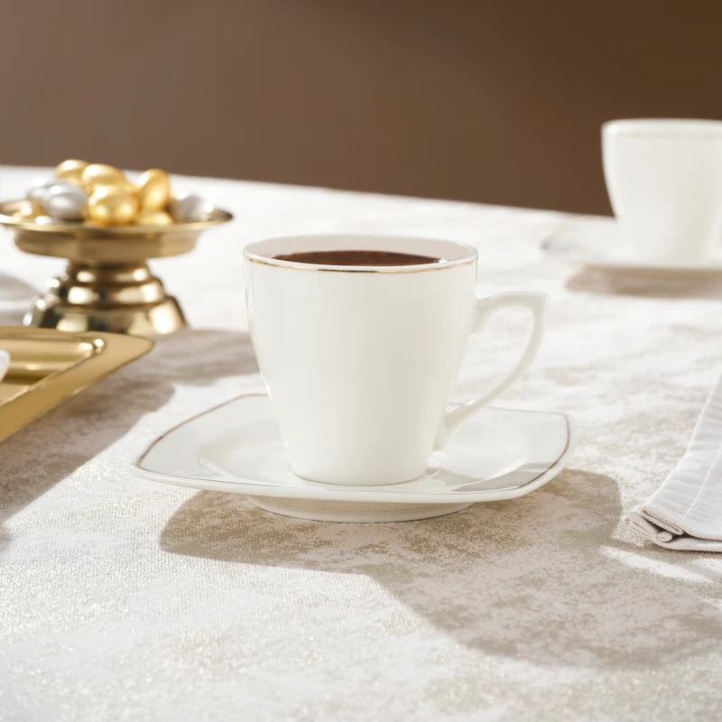 Karaca Jamie Porzellan-Espresso- und Türkische Kaffeetassen-Set, 12-teilig, für 6 Personen, 90 ml, Weiß