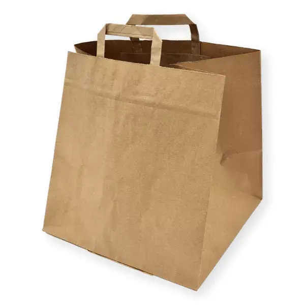 Papier-Tragetaschen, Kraftpapier, Innenhenkel, 32+22x26cm, 80g/m², braun