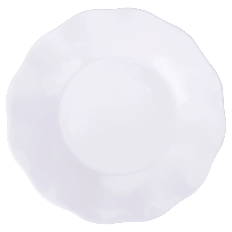 Villa d'Este Home Geschirrset Scallop Weiß Opalglas 18-teilig / 6 Personen - 6 Speiseteller, 6 Frühstücksteller und 6 Suppenteller