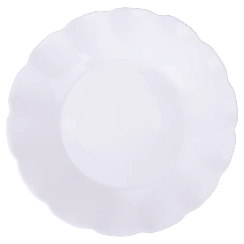 Villa d'Este Home Geschirrset Scallop Weiß Opalglas 18-teilig / 6 Personen - 6 Speiseteller, 6 Frühstücksteller und 6 Suppenteller