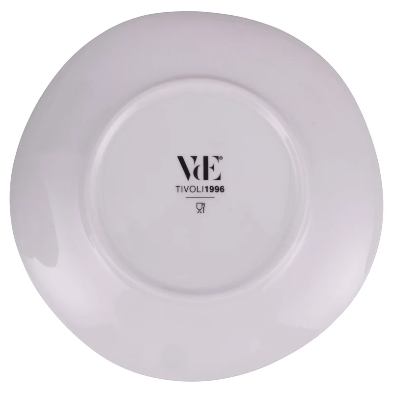 Villa d'Este Home Geschirrset Wave Weiß Porzellan 18-teilig / 6 Personen - 6 Speiseteller, 6 Frühstücksteller und 6 Suppenteller