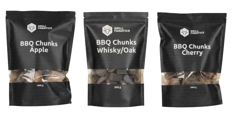 Cookinglife Grill Räucherholz Startset - BBQ Geschmacksmix - Apfel, Whiskey Eiche & Kirsche Chunks