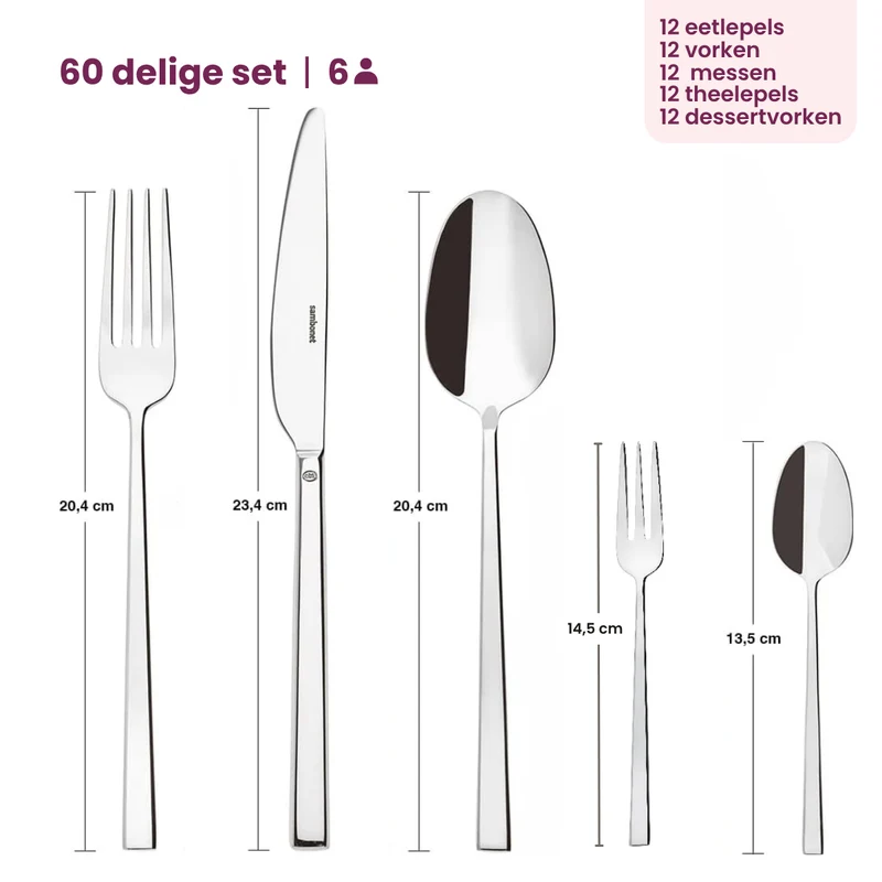 Sambonet Besteckset Rock - Schwarz - 60-teilig / 12 Personen