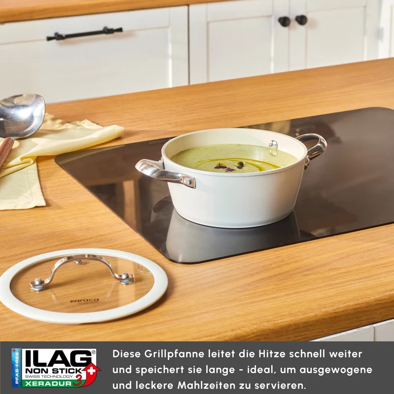 Karaca Swiss Crystal Almond Cream Stielkasserolle 20 cm