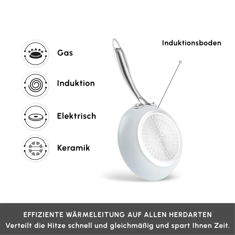 Karaca Swiss Crystal Almond Cream Pfanne mit Edelstahlgriff 16 cm