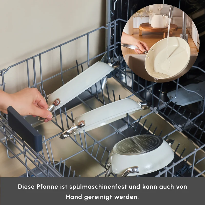 Karaca Swiss Crystal Almond Cream Handle Flache Pfanne 20 cm
