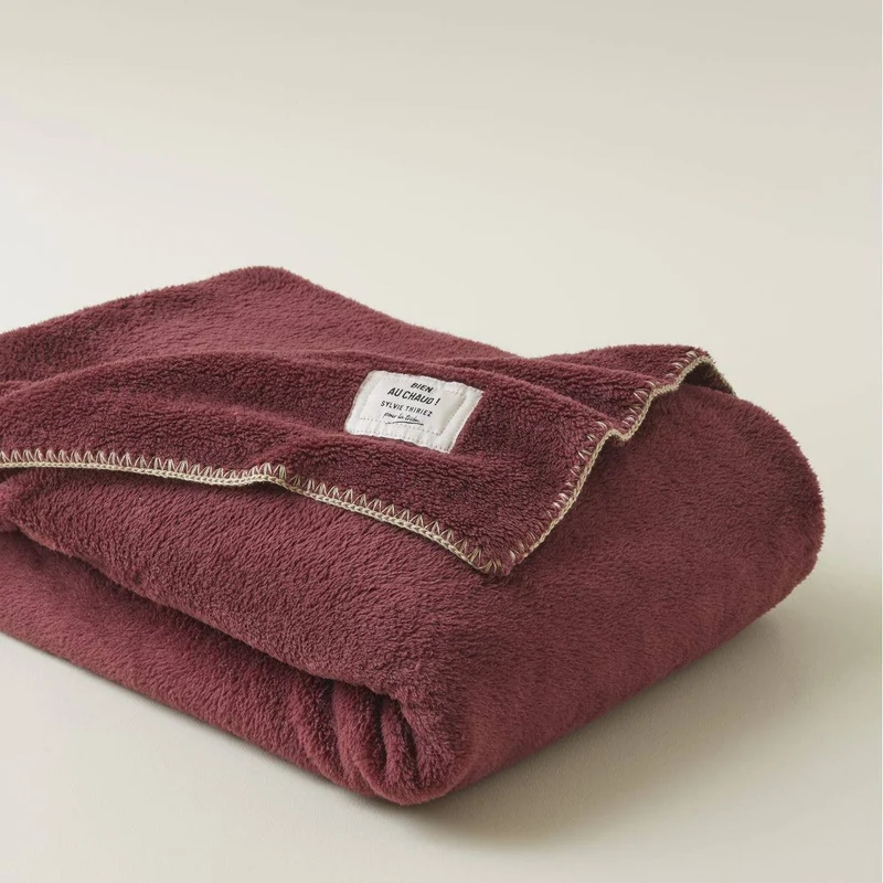 Sylvie Thiriez warme Fleecedecke in Aubergine: 150x175 cm