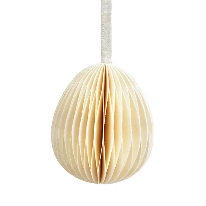 Hänger Honeycomb Osterei aus Papier/Pappe Weiß
