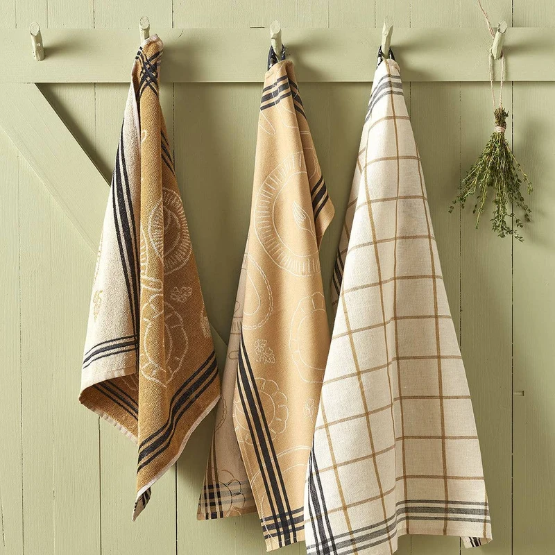 Le trio A table naturel - Geschirrtuch Set aus Leinen und Baumwolle: 50 x 70 cm