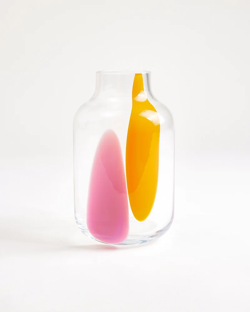 Nuno Glasvase M drops rosa orange