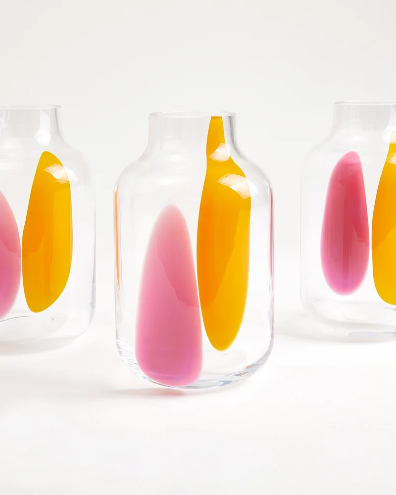 Nuno Glasvase M drops rosa orange