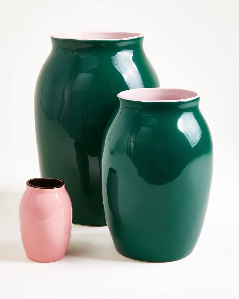 Sombra Vase M dunkelgrün rosé