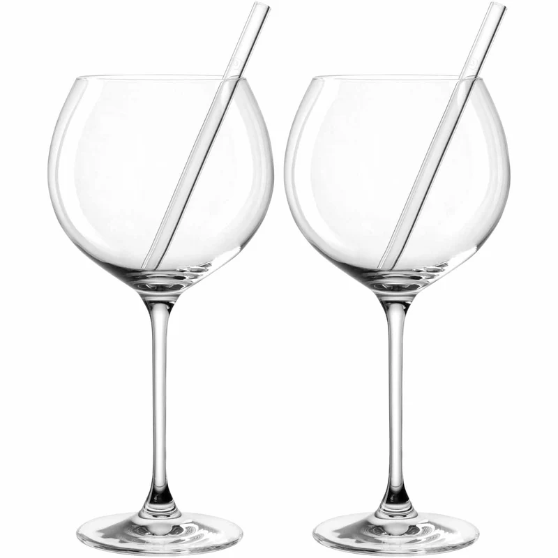 Kelchglas SPECIAL EDITION 750 ml mit Glastrinkhalm 4-teilig