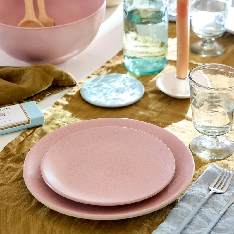 Costa Nova Geschirrset Arenito Mauve Rose 18-teilig / 6 Personen - 6 Speiseteller, 6 Frühstücksteller & 6 Schalen