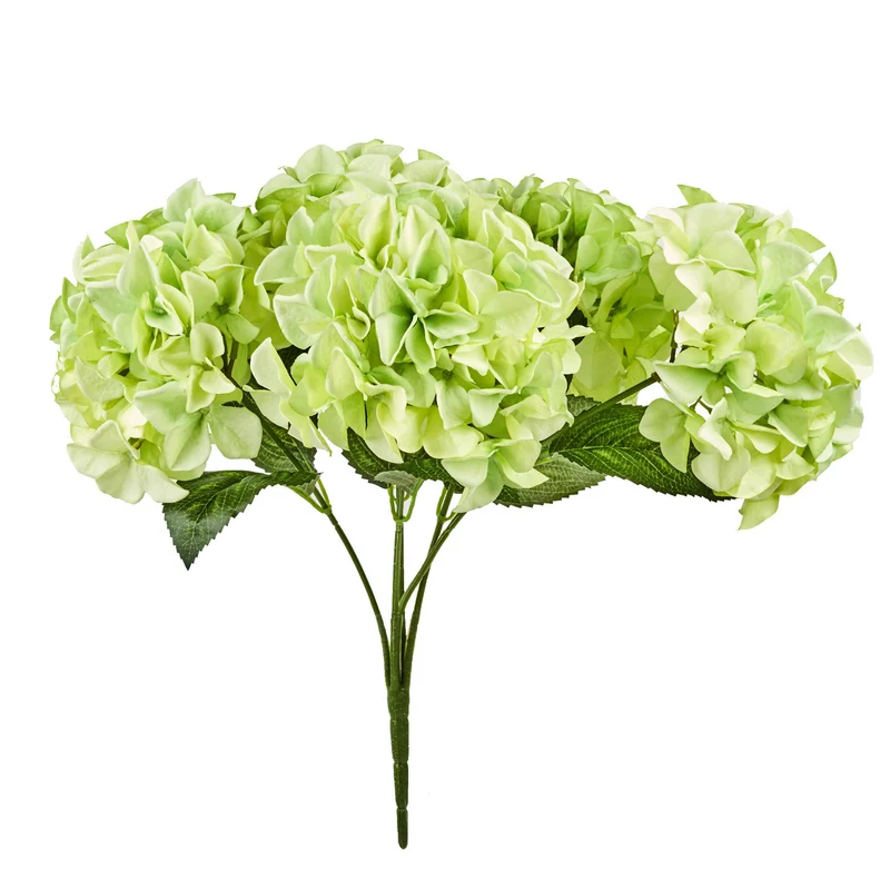 Hortensienbusch, 5 Blüten, L45cm, Hellgrün