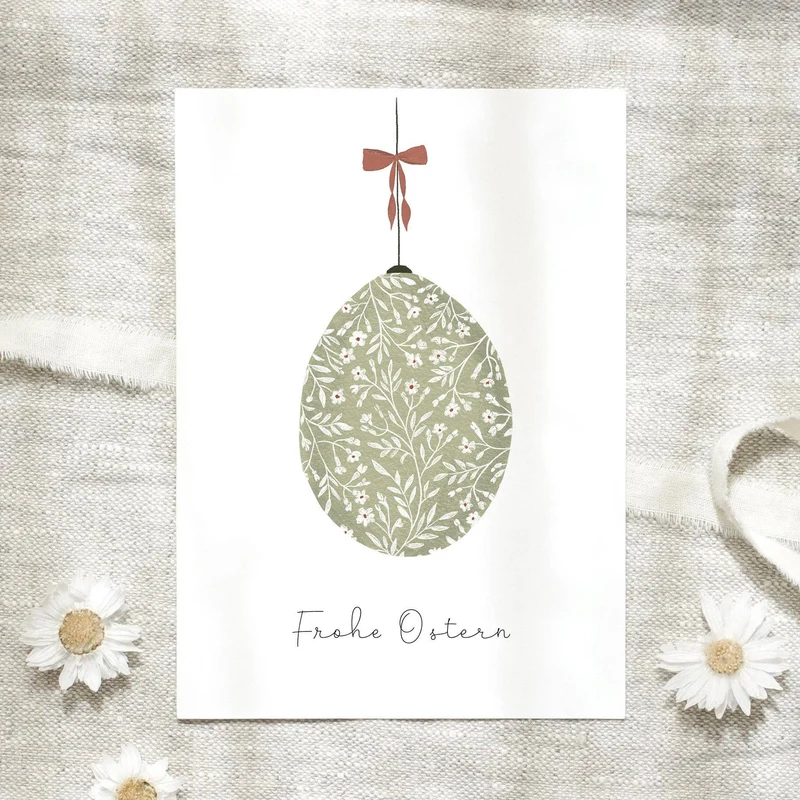 Postkarte · Osterei | Grün