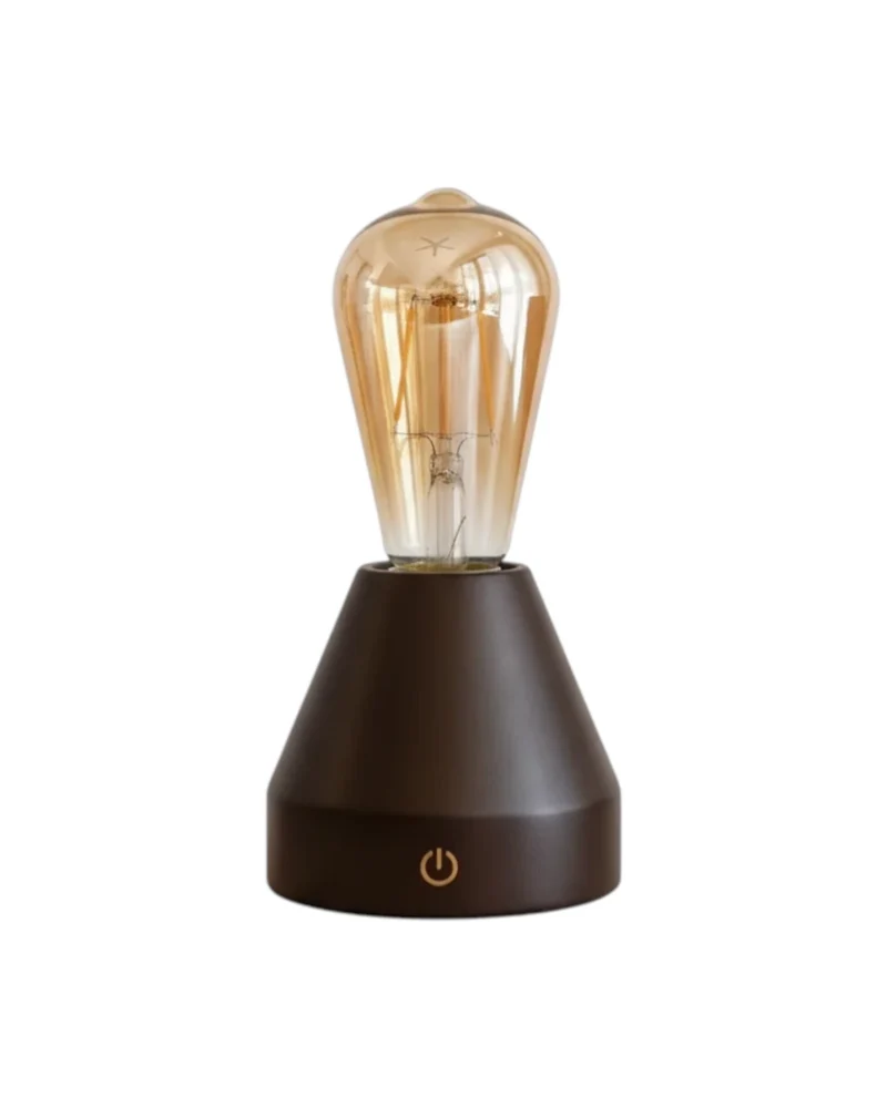 Dunkelbraune wiederaufladbare Tischlampe Zavi | LED, kabellos & 80 Stunden Akkulaufzeit