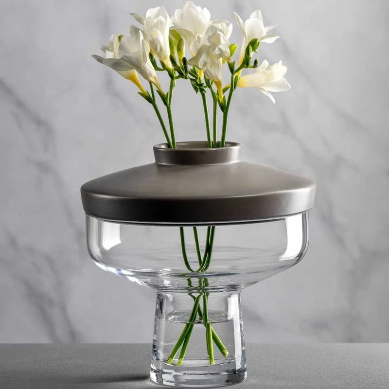Vase RIVA mit Aufsatz 22 cm grau