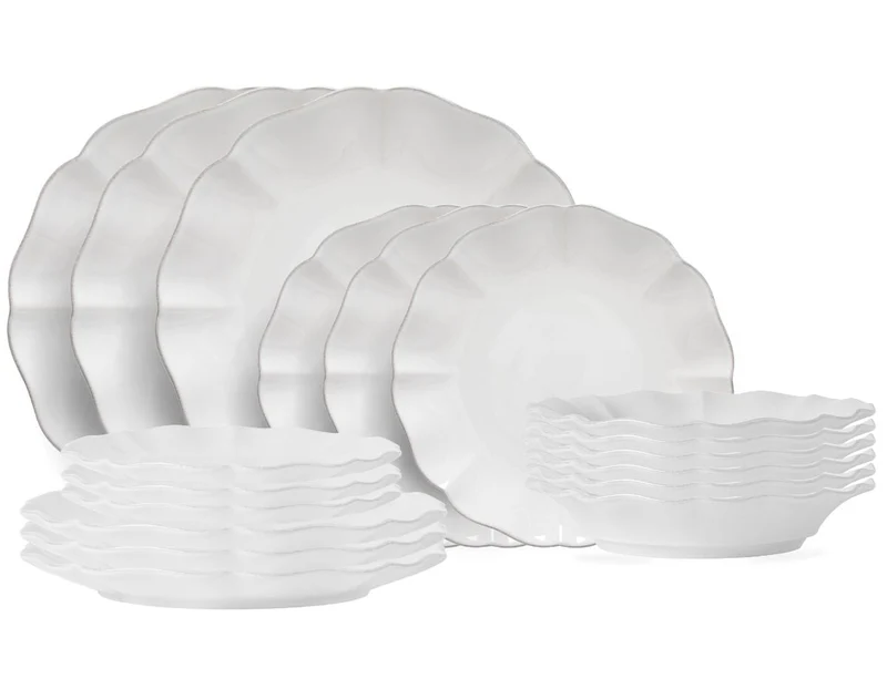 Costa Nova Geschirrset Rosa White 18-teilig / 6 Personen - 6 Speiseteller, 6 Frühstücksteller & 6 tiefe Teller