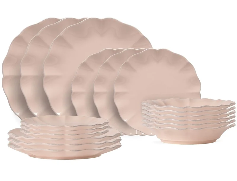Costa Nova Geschirrset Rosa Rosé Pink 18-teilig / 6 Personen - 6 Speiseteller, 6 Frühstücksteller & 6 Suppenteller