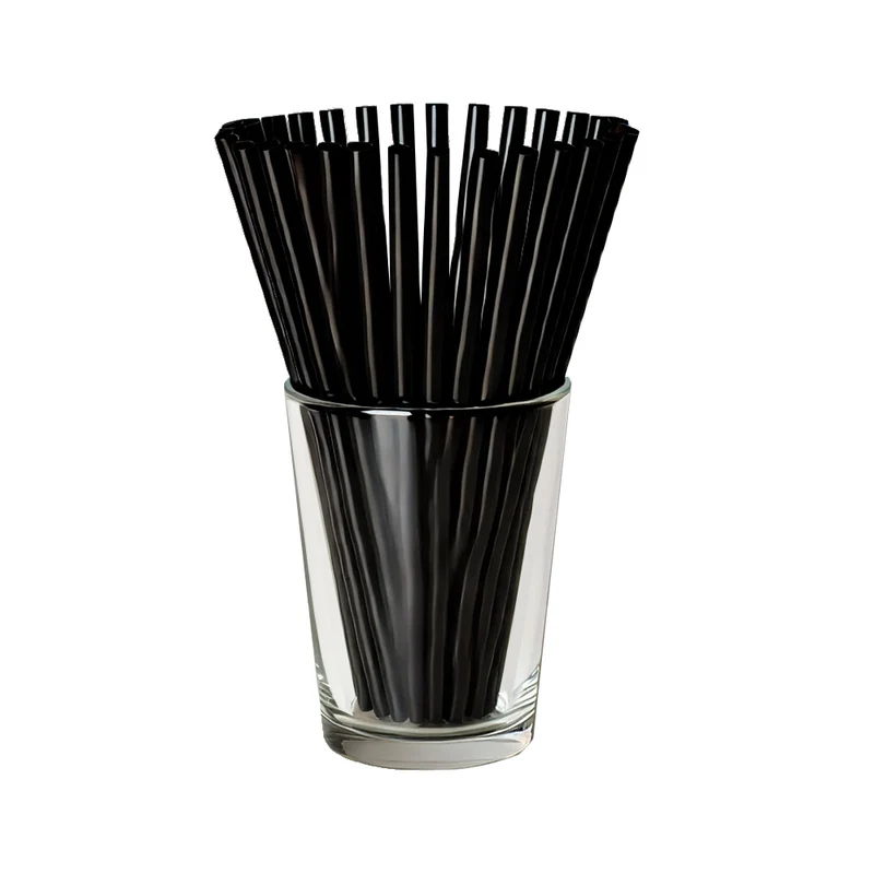 6.000x schwarze Caipi Plastik-Mehrweg-Trinkhalme 220 x 7mm Ø