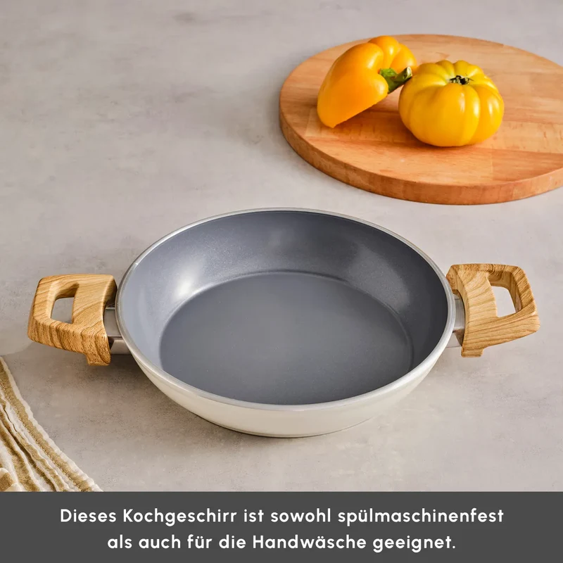 Karaca Swiss Crystal 20 cm Induktions Tiefe Bratpfanne, Creamy