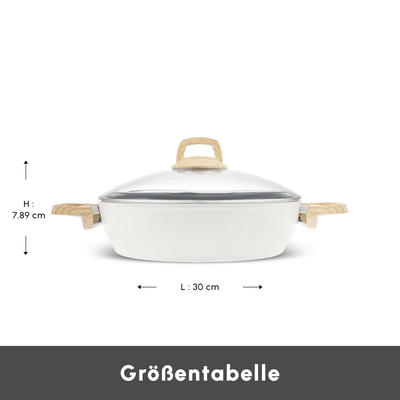 Karaca Swiss Crystal Induktions Auflauftopf, 30 cm, Creamy