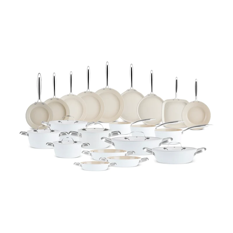 Karaca Swiss Crystal Almond Cream Wokpfanne mit Griff 28 cm
