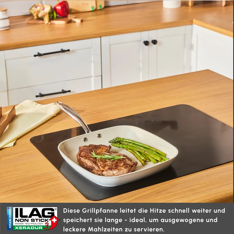 Karaca Swiss Crystal Almond Cream Stielgrill 28 cm