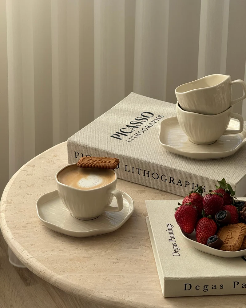 Cermico Beige Kaffee-Set