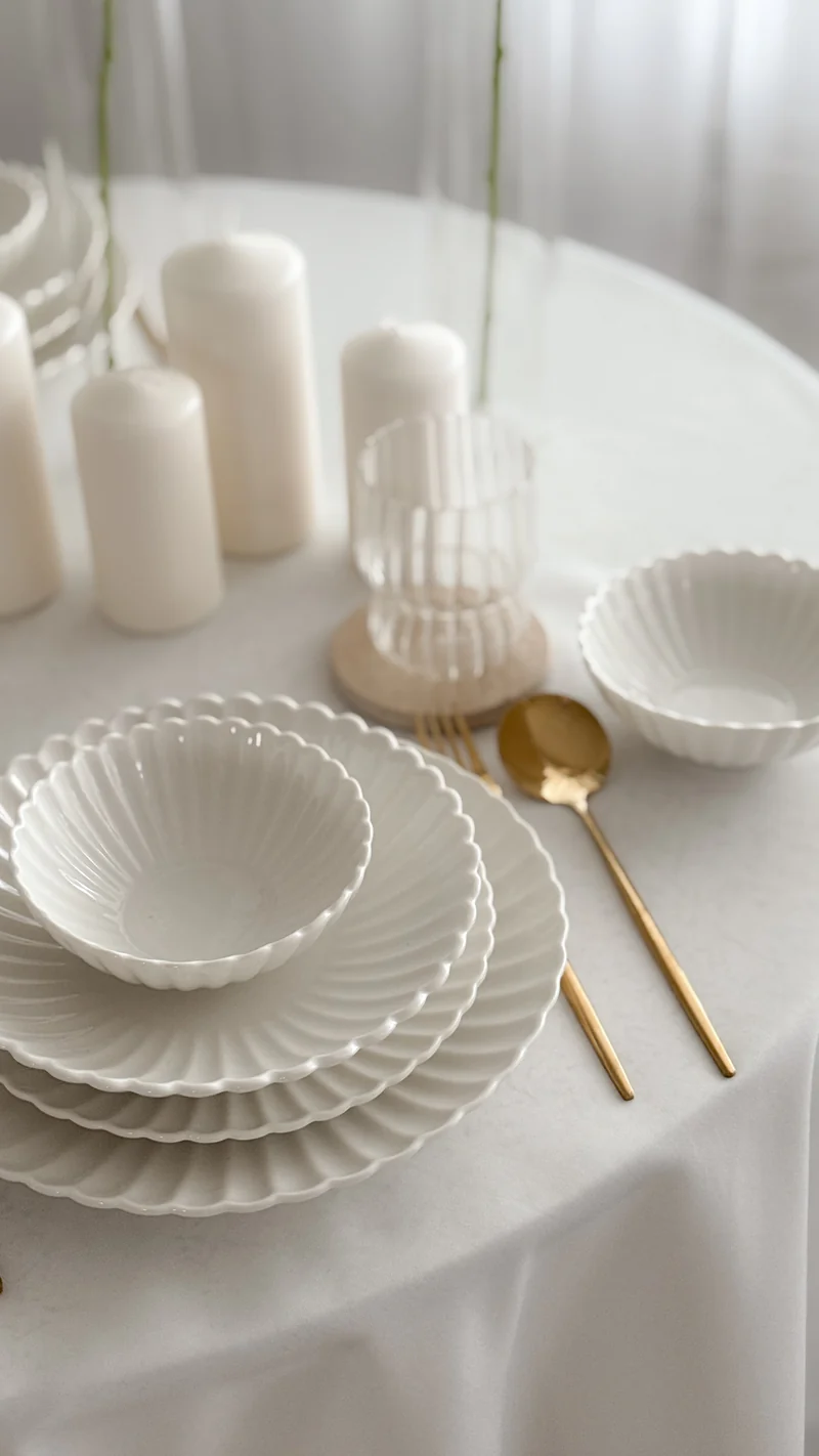 Lotus White Flower Teller-Set