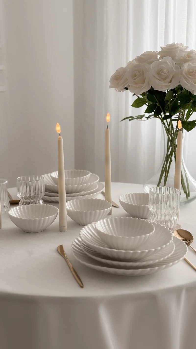 Lotus White Flower Teller-Set