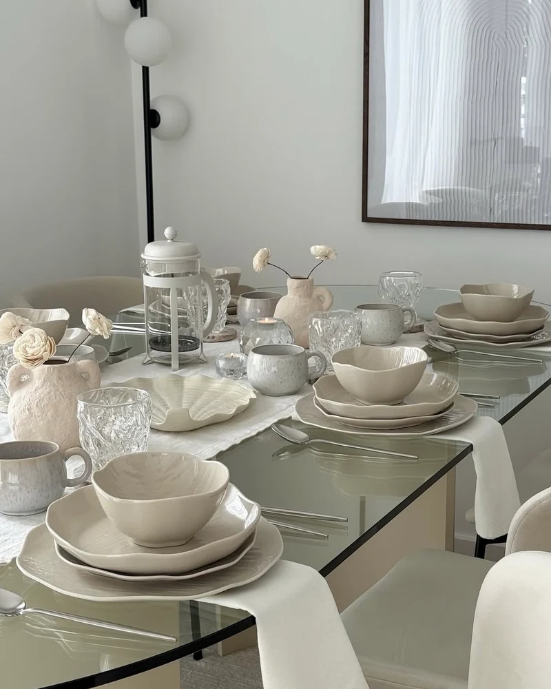 Cermico Beige Geschirr Set 27-teilig