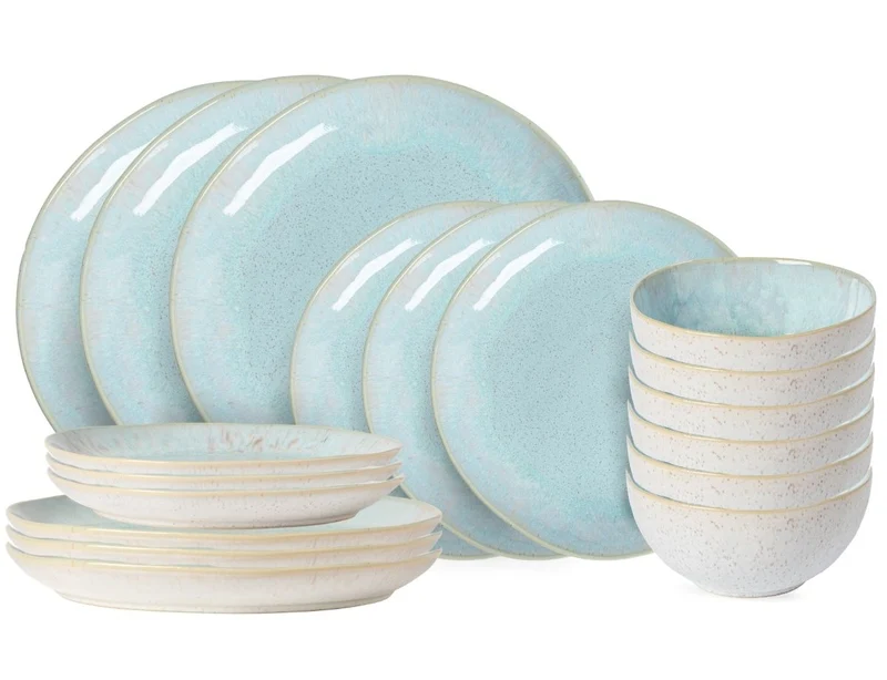 Costa Nova Geschirrset Casafina Eivissa Sea Blue 18-teilig / 6 Personen - 6 Speiseteller, 6 Frühstücksteller & 6 Schalen