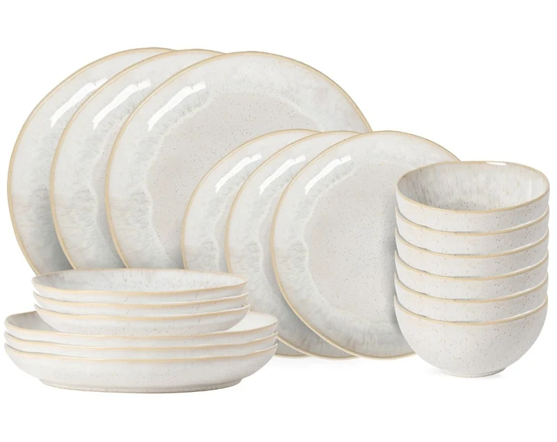 Costa Nova Geschirrset Casafina Eivissa Sand Beige 18-teilig / 6 Personen - 6 Speiseteller, 6 Frühstücksteller & 6 Schalen