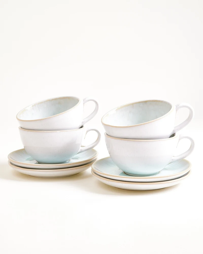Areia Teetasse & Untertasse groß classic azur 4er-Set