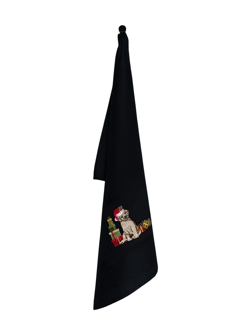 Vista Portuguese Geschirrtuch Christmas Dog schwarz 50x70cm