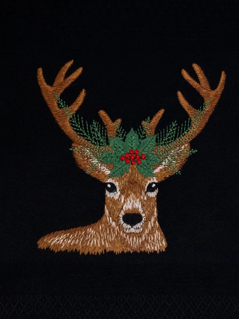 Vista Portuguese Geschirrtuch Christmas Deer Pine schwarz 50x70cm