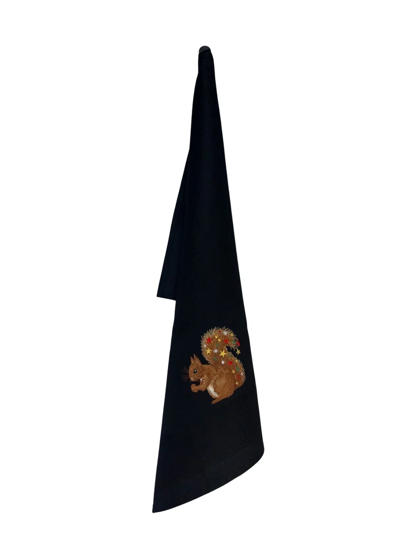 Vista Portuguese Geschirrtuch Christmas Sqirrel schwarz 50x70cm