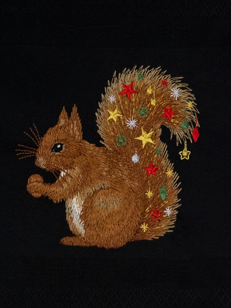 Vista Portuguese Geschirrtuch Christmas Sqirrel schwarz 50x70cm