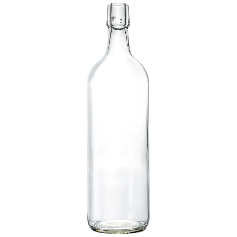 Kurzhalsflasche 1,0 l Weiß Lochmündung für Bügelverschluss