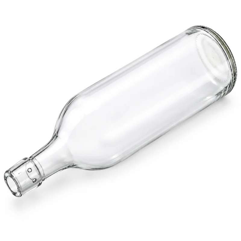 Kurzhalsflasche 1,0 l Weiß Lochmündung für Bügelverschluss
