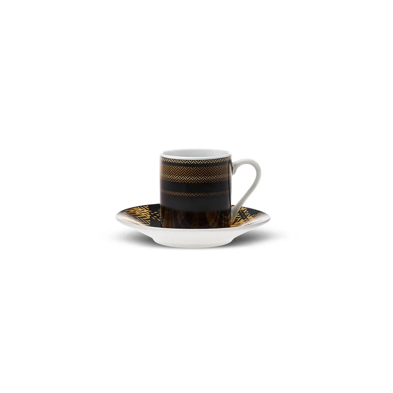 Karaca Schwarz kariert Kaffeetasse Set für 6 Personen 80 ml