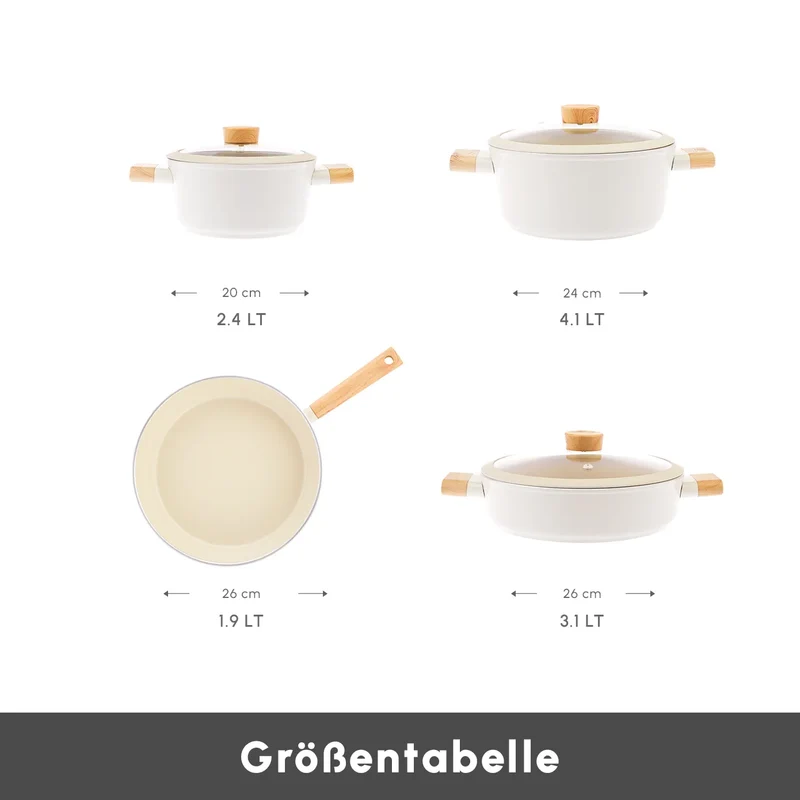 Karaca Swiss Crystal Woody Kochgeschirr-Set, 7 Teilig, Induktion Basiert